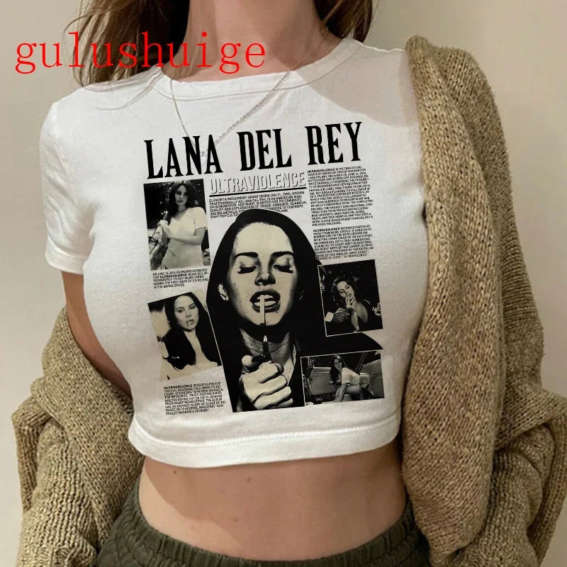 Y2K Ocean Dreams Crop Tee — Lana Del Rey Graphic Vintage Cropped T-Shirt