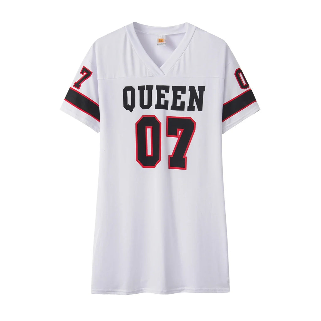 Y2K Game Time Jersey Dress — Sporty Streetwear Mini Dress