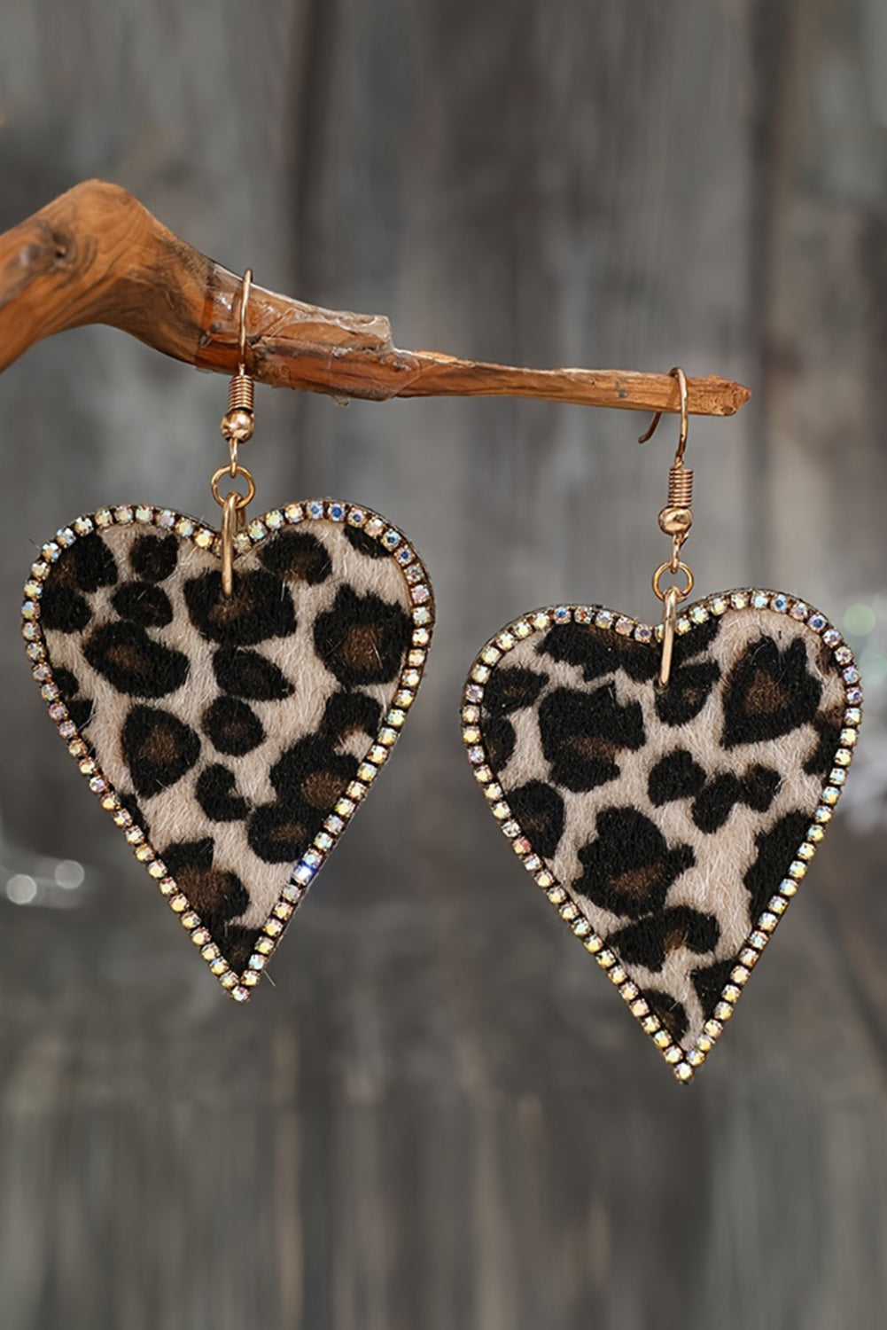 Y2K Multicolour Rhinestone Edge Leopard Print Heart Shape Earrings