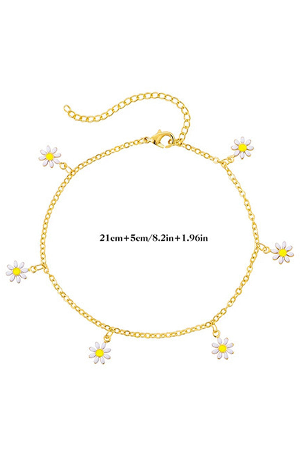 Y2K Gold Daisy & Pearl Chain Anklet