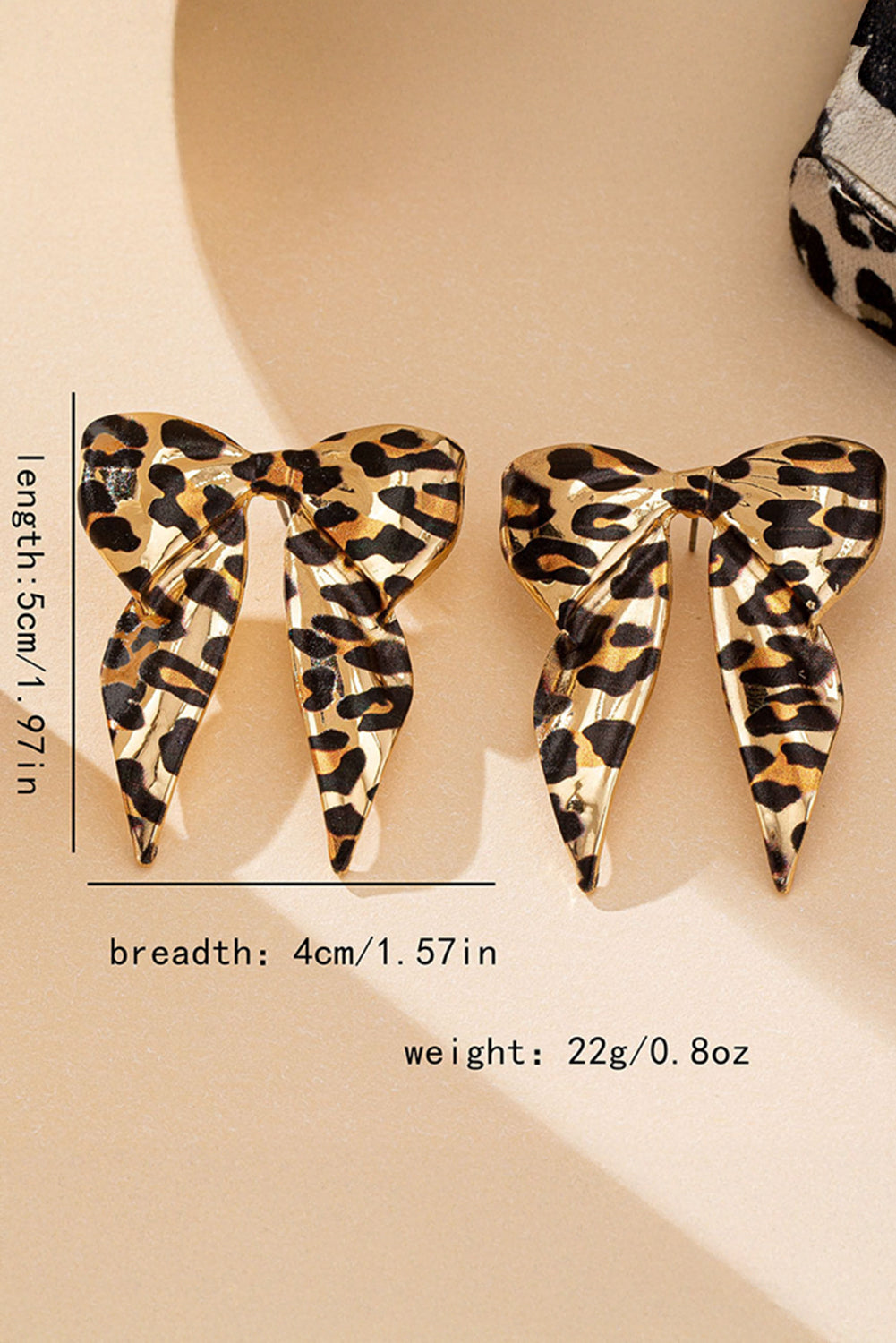 Y2K Gold Leopard Print Bow Knot Shape Plated Alloy Earrings