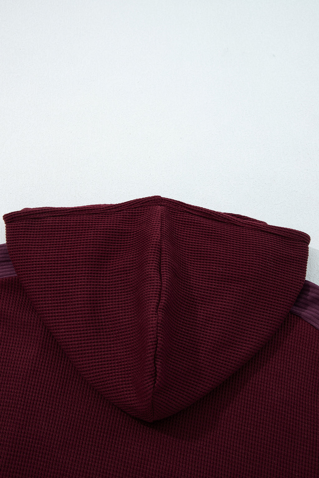 Y2K Burgundy Waffle Splicing Zip Up Front Button Hooded Jacket