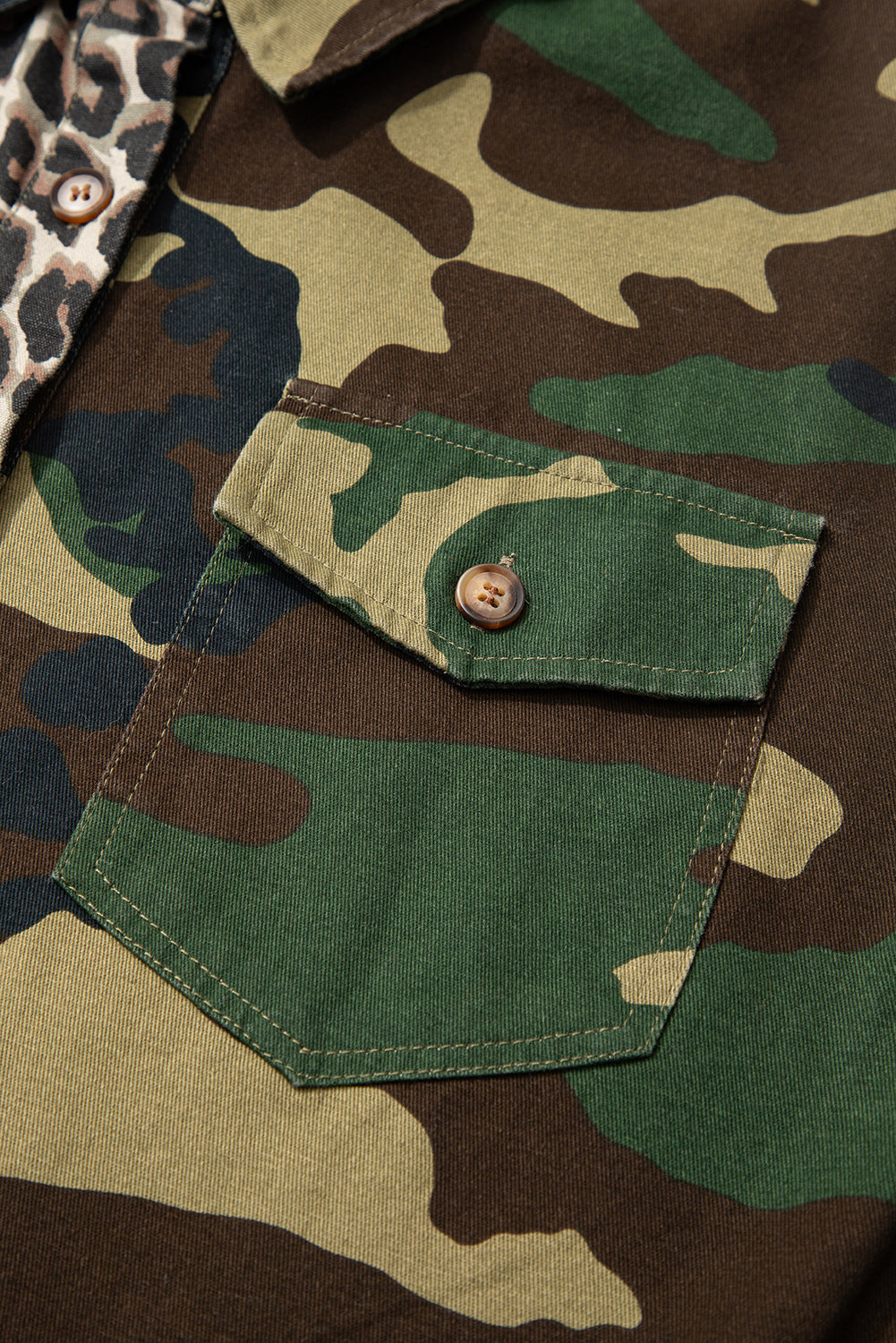 Y2K Brown Leopard Camo Patchwork Oversize Shacket