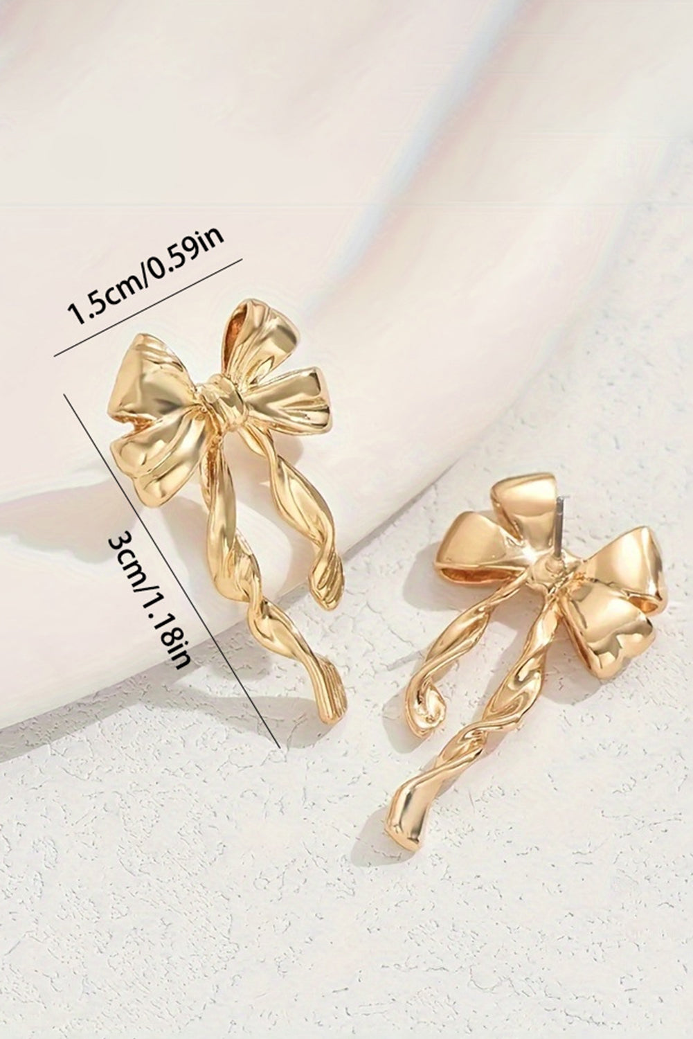 Y2K Gold Bow Knot Plated Alloy Stud Earrings
